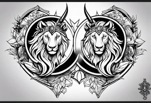 Leo and sagittarius zodiac symbols tattoo idea