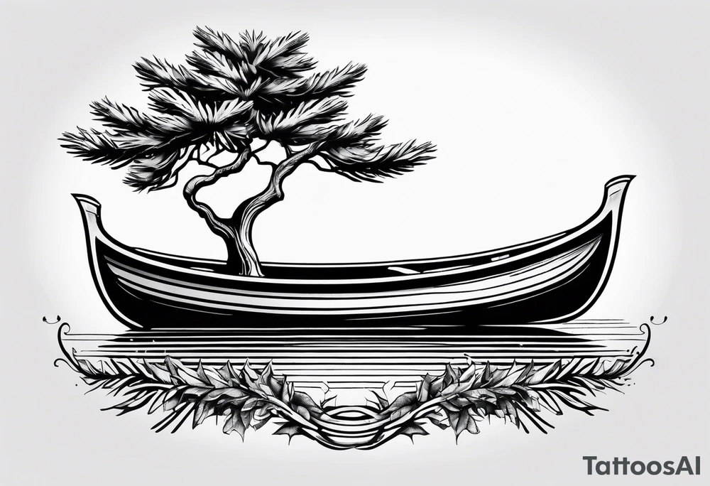 Pine trees canoe Holly leaf tattoo idea