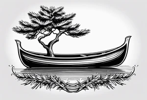 Pine trees canoe Holly leaf tattoo idea
