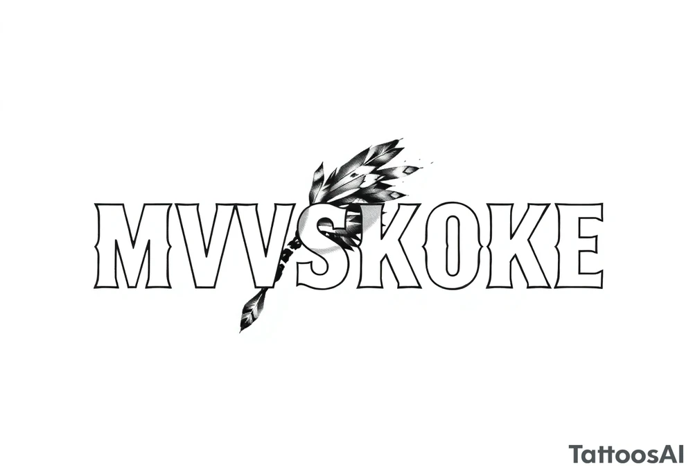 The word “MVSKOKE” shaded with Native American print tattoo idea