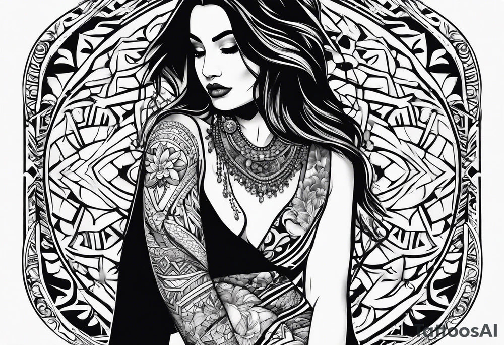 A thigh tattoo, symbol of feminism, strength, motherhood. tattoo idea