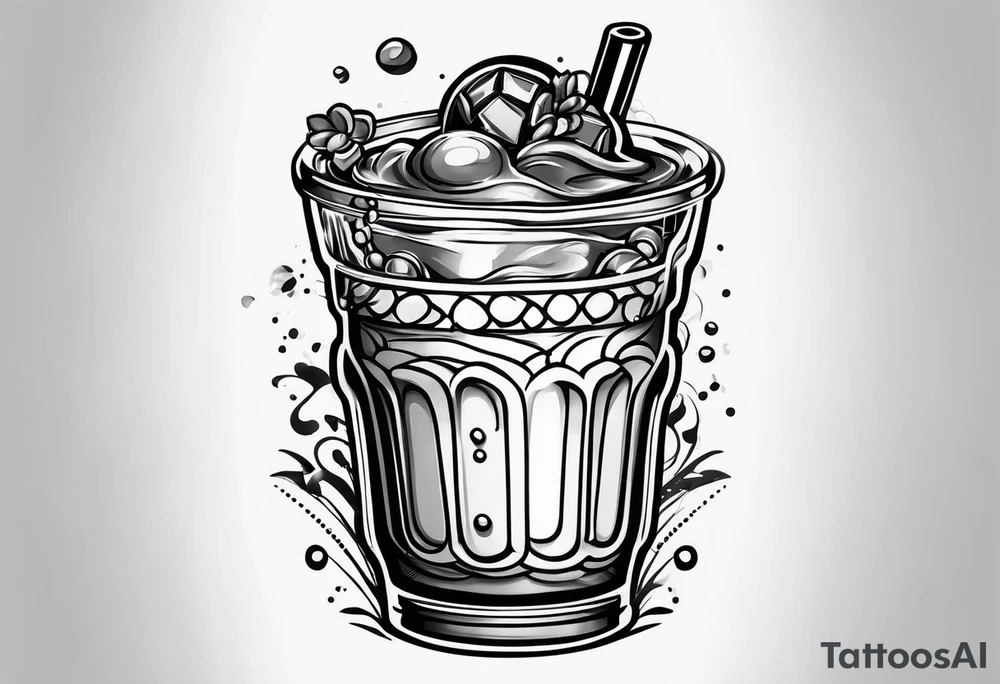 Dancing boba tea tattoo idea