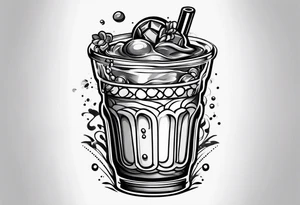 Dancing boba tea tattoo idea