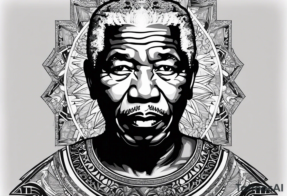 Un simbolo de mandela con la palabra "faith" en el centro tattoo idea