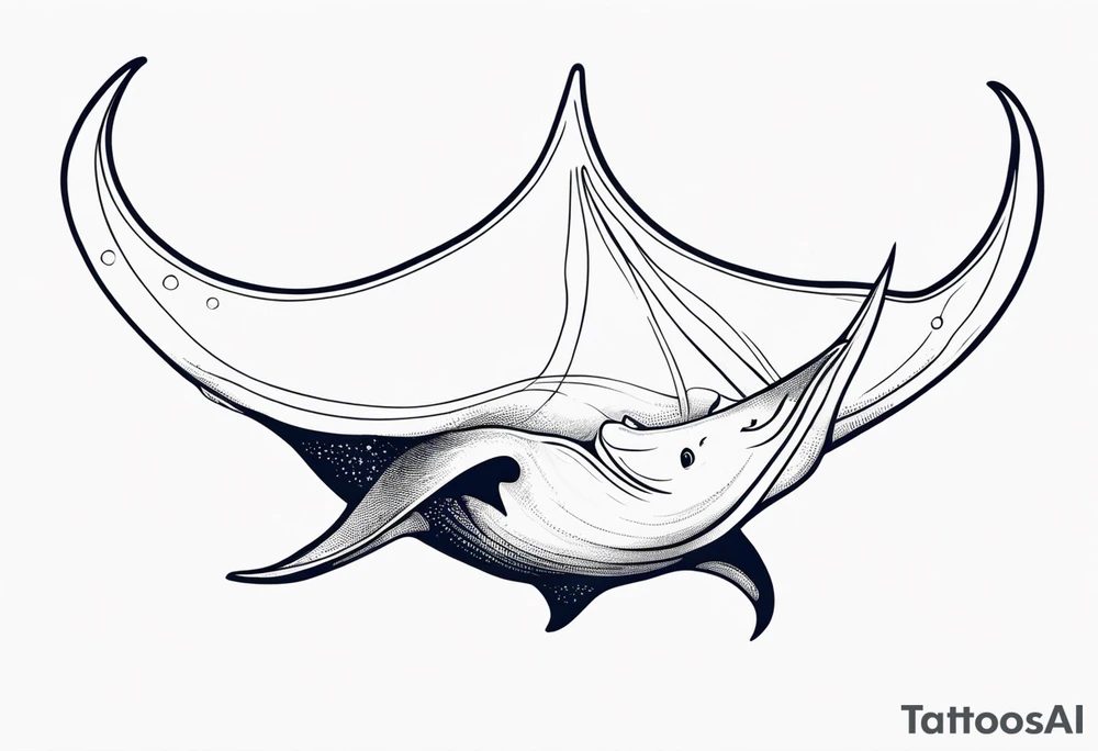 Manta ray with a nautical star inside tattoo idea