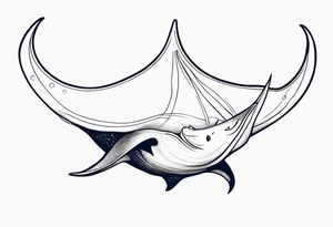 Manta ray with a nautical star inside tattoo idea