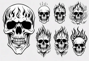 Skeleton head flames tattoo idea