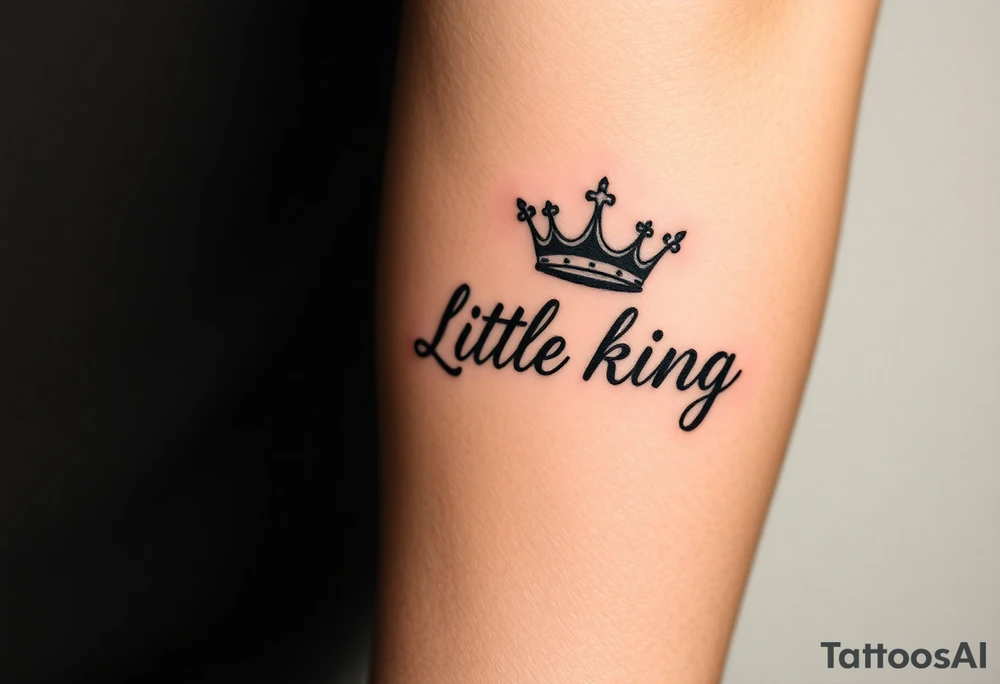Little King written, crown, cursive tattoo idea