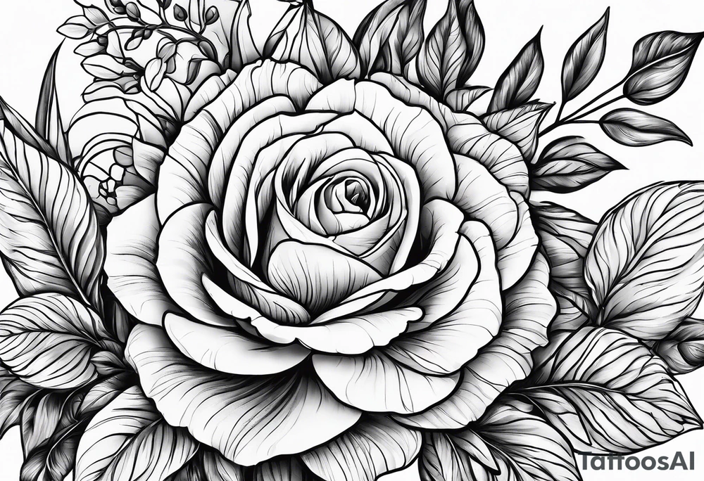 flowers with name anne and emile tattoo idea
