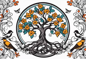 tree with roots and birds


old school vintage simple traditional design with vintage flowers surrounding
bold color simple tattoo idea