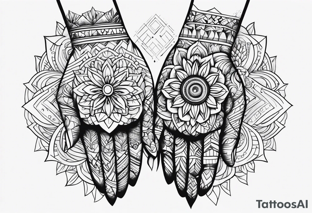 Mom dad family hold hand tattoo idea
