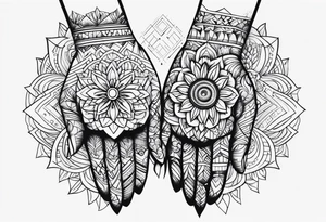 Mom dad family hold hand tattoo idea