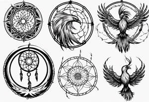 Fire Phoenix dream catcher tattoo idea