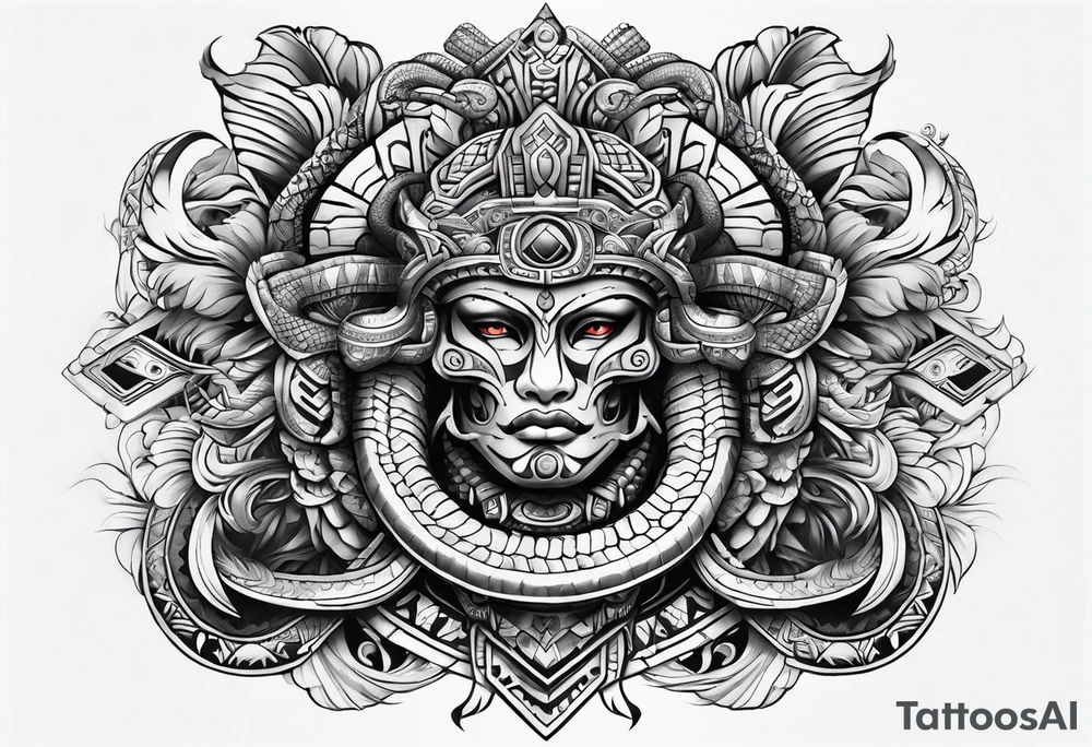 aztec snake sleeve tattoo idea
