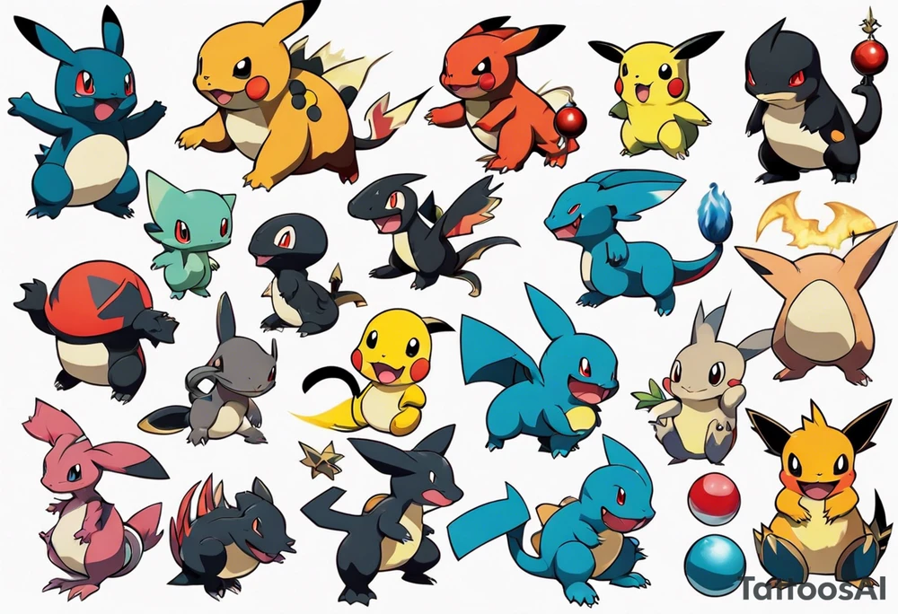 Pokémon silhouettes elegant and playful tattoo idea