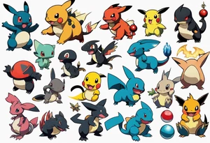 Pokémon silhouettes elegant and playful tattoo idea