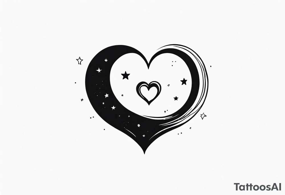 Crescent moon with a love heart inside tattoo idea