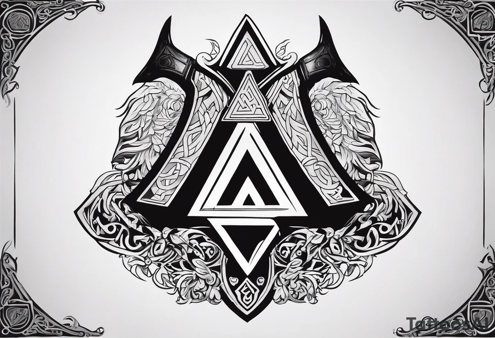 Valhalla shield sword valknut axe tattoo idea