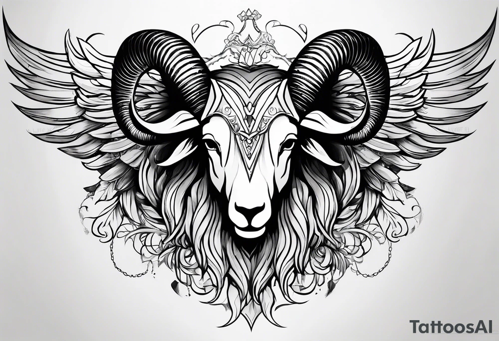 warrior ,
 ram's horns, angel's wings tattoo idea