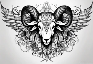 warrior ,
 ram's horns, angel's wings tattoo idea