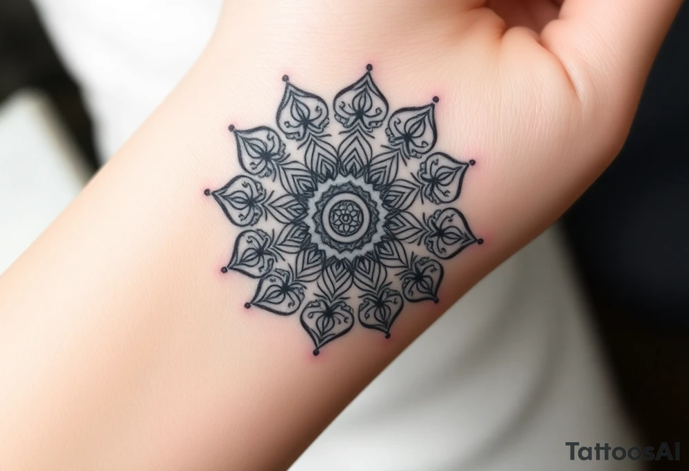 intricate mandala with sacred geometry and cosmic elements tattoo idea