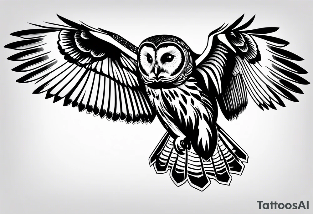 barred owl in flight tattoo idea