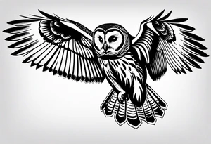 barred owl in flight tattoo idea