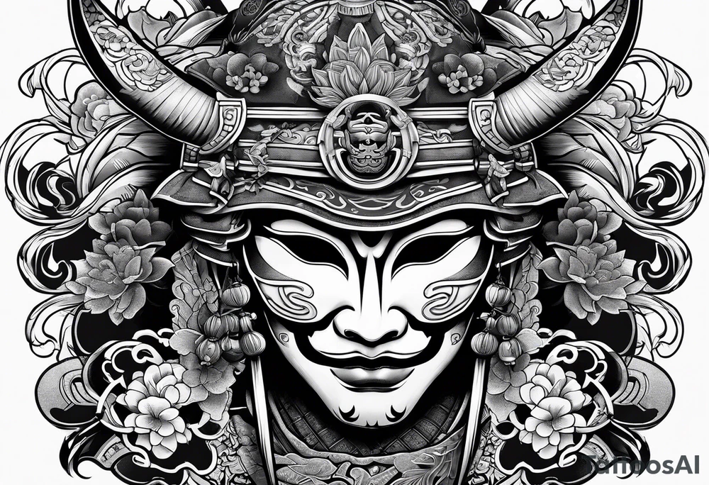 Japenese henya mask samurai tattoo idea