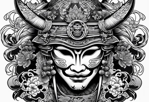Japenese henya mask samurai tattoo idea