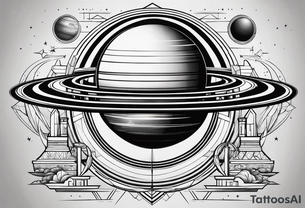 a geometric representation of saturn tattoo idea