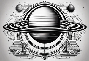 a geometric representation of saturn tattoo idea