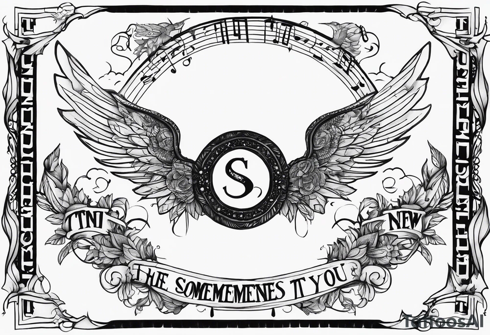 The band sleep token, with the lyrics the night belongs to you, I must be someone new. With wings tattoo idea