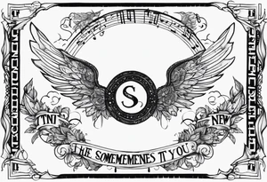 The band sleep token, with the lyrics the night belongs to you, I must be someone new. With wings tattoo idea