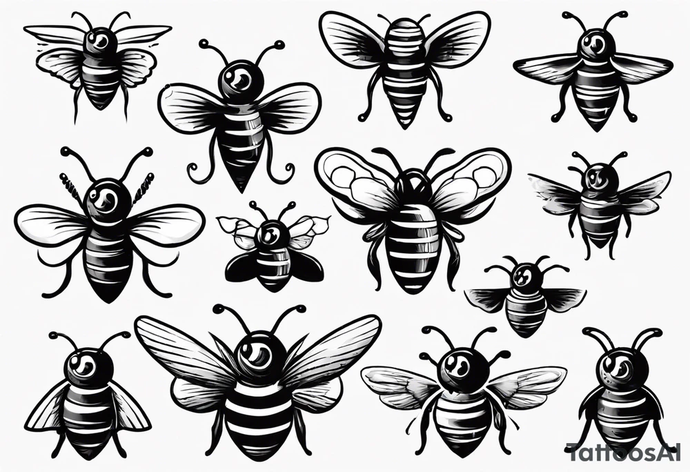 comic biene im flug tattoo idea