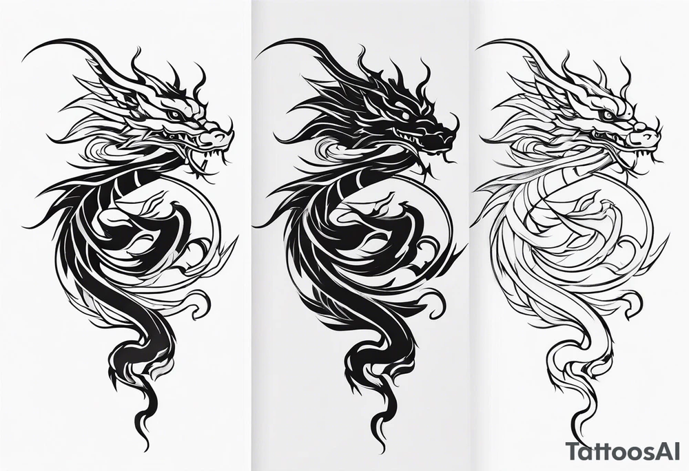 oriental dragon wrapped around narrow pole tattoo idea