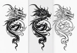 oriental dragon wrapped around narrow pole tattoo idea