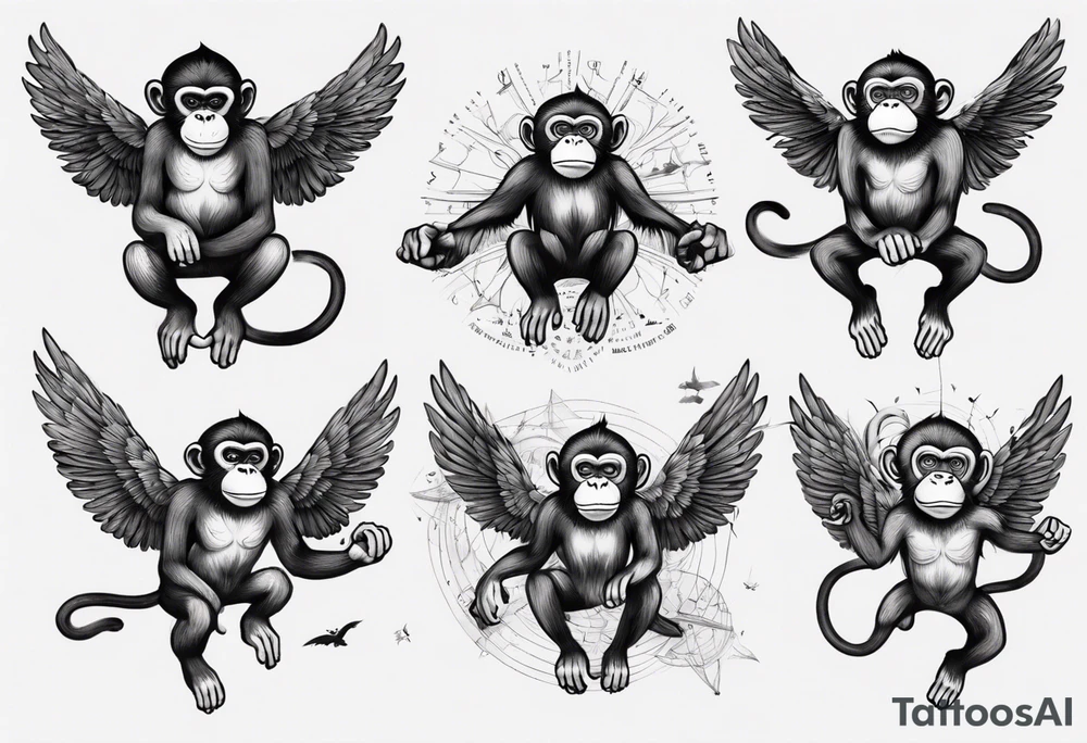 A monkey flying tattoo idea
