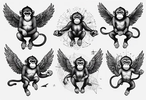A monkey flying tattoo idea