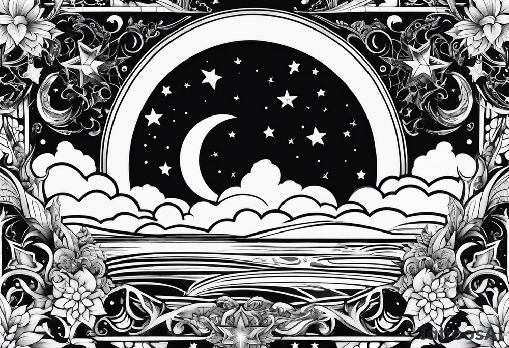 Moon and stars tattoo idea