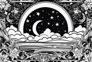 Moon and stars tattoo idea