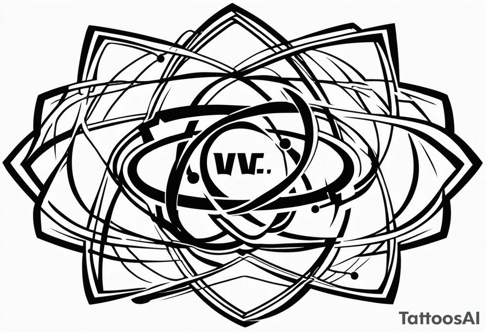 atom with quantum wave of electrons tattoo idea