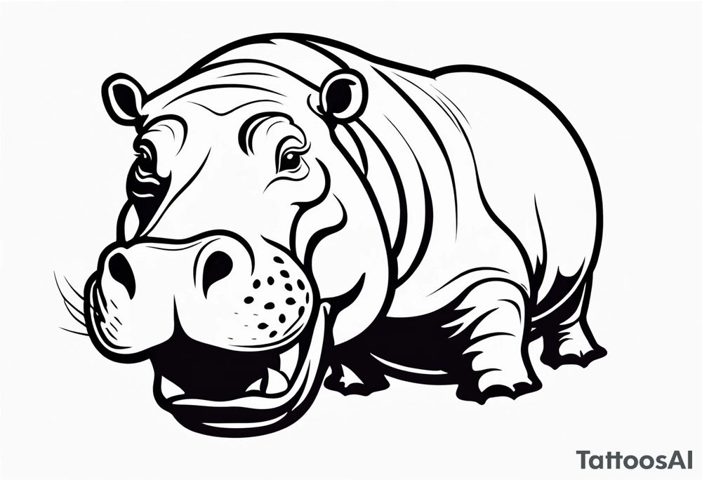 Hippopotamus face smiling tattoo idea