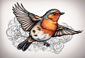 Cute robin flying tattoo idea