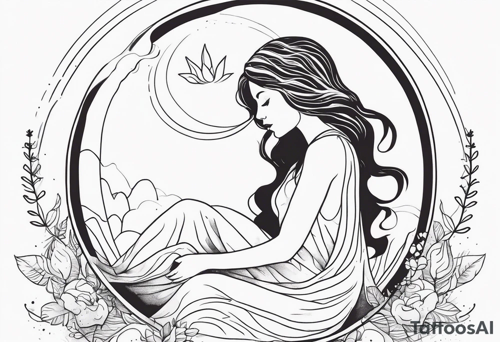 Resurrection Beautiful woman rising from her dead self to inner peace and self-love ethereal tattoo idea