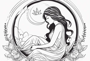 Resurrection Beautiful woman rising from her dead self to inner peace and self-love ethereal tattoo idea