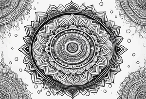 Mandala inspired Ripples in the water caused by a half moon that is dripping water Drops tattoo idea