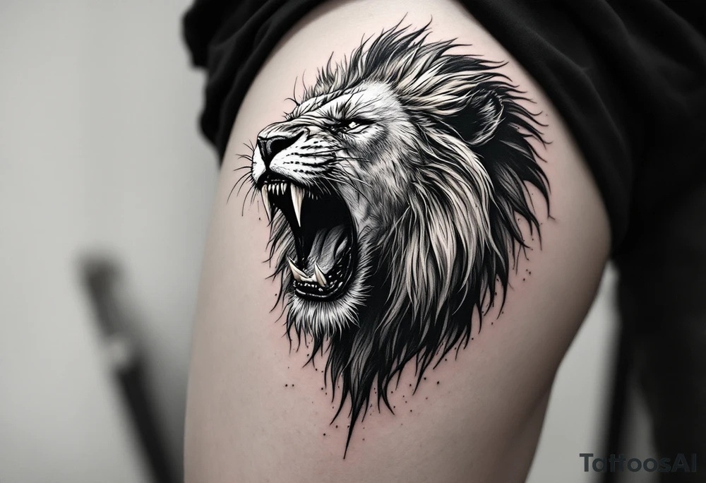 powerful lion roaring tattoo tattoo idea