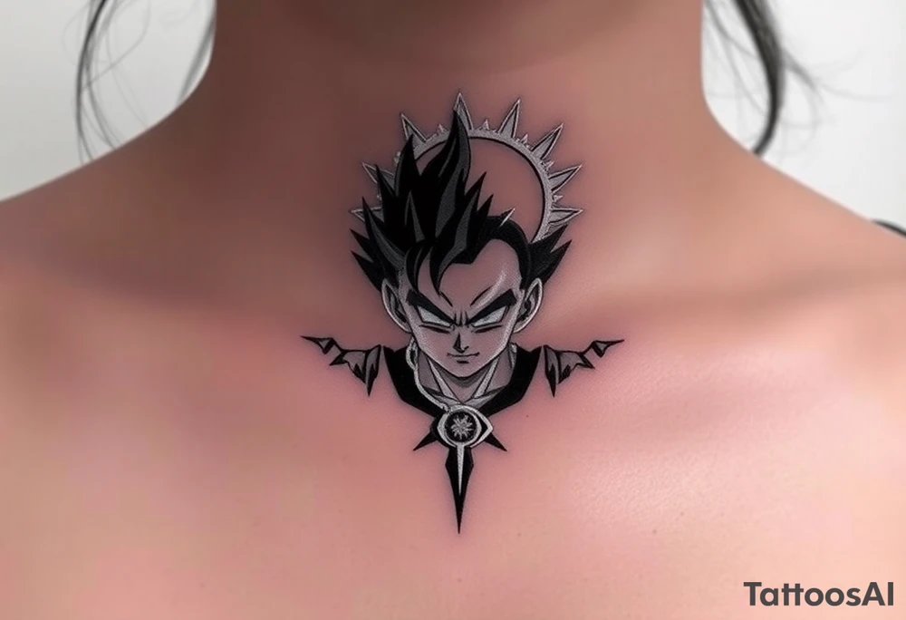 legendary dragonball z scene with energy aura and power effects tattoo idea