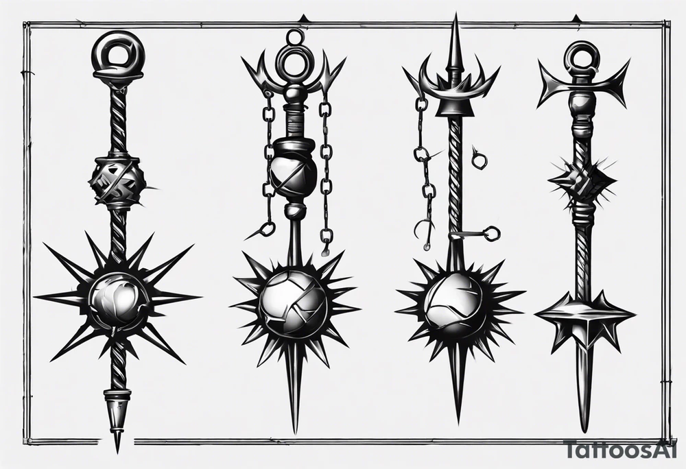 spiked ball mace on a chain tattoo idea