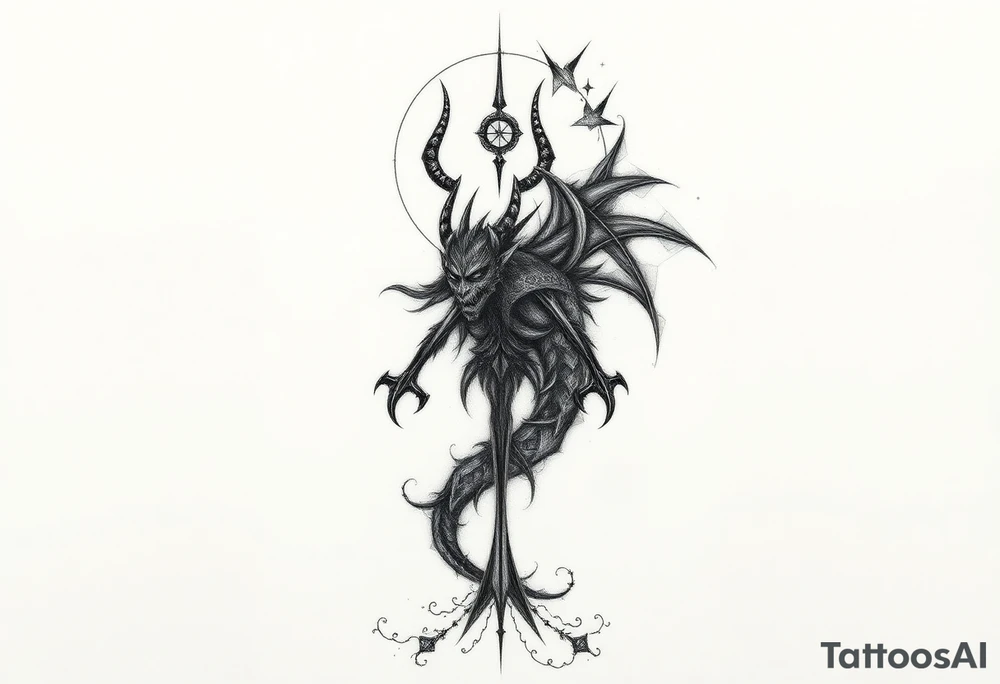 Sak yant tatoo that allows me to access all my powers and magick such as immortality granting immortality to those I ressurect with my blood and creating new magick or allows me to craft new magick grants me telekinesis telepathy allows me to move through shadow to shadow allows me to jump in shadows into the shadow world and move through it allows me to control other people and gods or anyone's magic and body through phychic control as well as seeing spirits and other entities of higher and lower vibrations not seen with naked eyes as well as allows me to communicate with them as azura kaluk mizuzu a supreme one or the Lord of lords he who is the supreme reflection of she who is the Lord of the eternal flame the reincarnated demon king a dragon god Lord of the isles of bliss a immortal and amen or ausar reincarnated neter tattoo idea